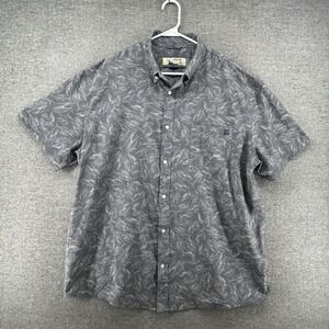 Huk Fishing Short Sleeve Shirt Men Size XXL Gray Fish Print Boating‎ Summer